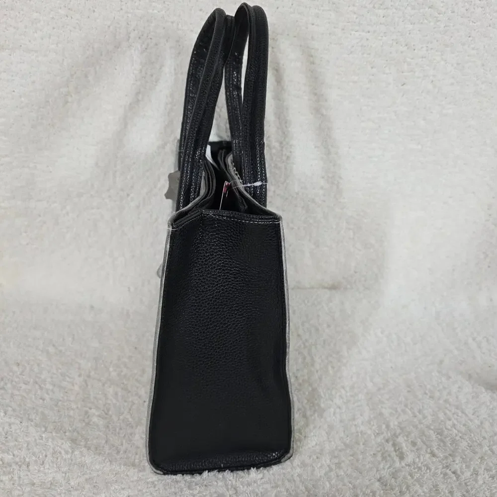 Mexican Gray and Black  Floral Embossed Leather Tote Bag - Picture 3 of 4